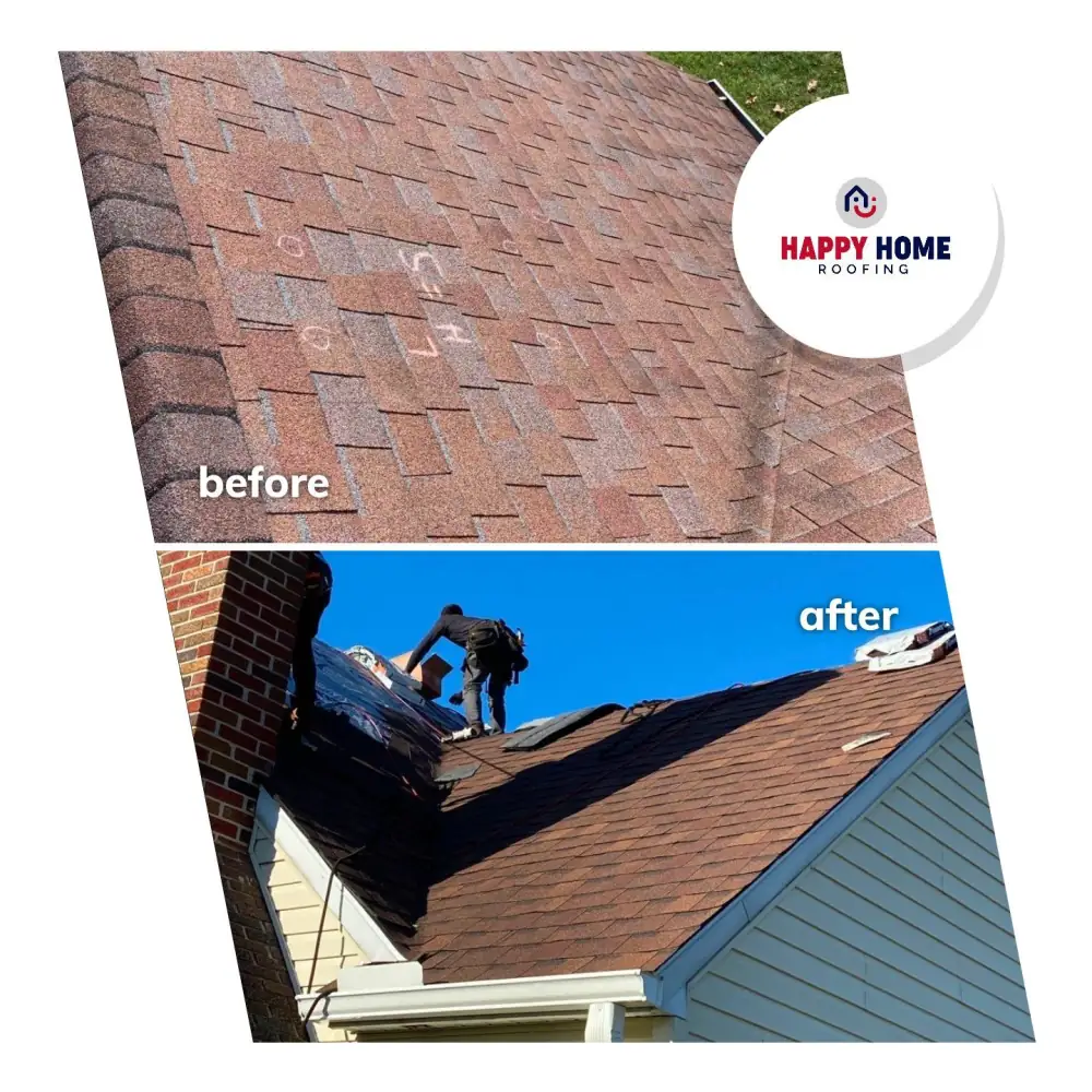 Before and after photos of Le's roof
